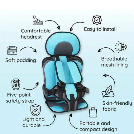 Booster Seat with Harness, Lightweight Foldable Car Booster Seat for Road Trips and Taxis
