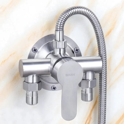 Shower Faucet, Stainless Steel Shower Mixer Valve, Wall Mounted Shower Faucet Part with Hot and Cold Water Mixer