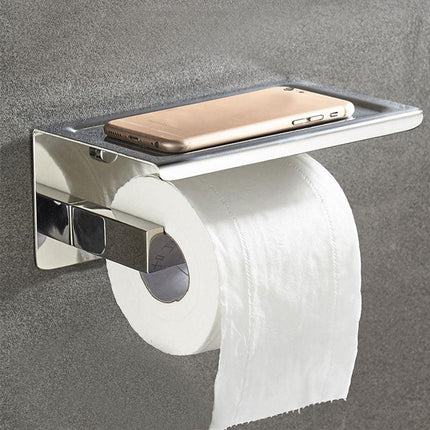 Toilet Paper Holder Wall Mount, Stainless Steel Toilet Paper Holder with Shelf for Phone, Bathroom Accessories