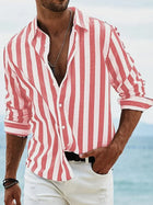 Mens Long Sleeve Shirt, Striped Button Up Shirt