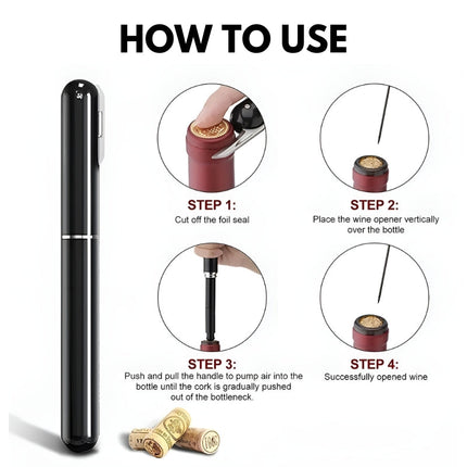 Air Pump Wine Bottle Opener, Stainless Steel Air Pressure Wine Opener with Cork Remover – image 5