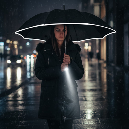 Rain Umbrella with LED Light, Automatic Open Close Umbrella – image 5