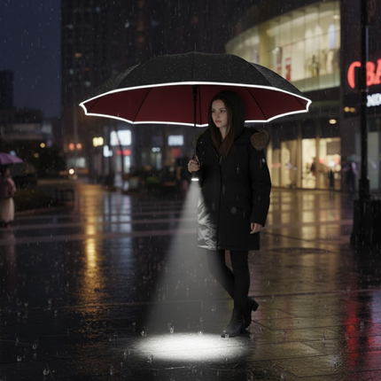 Rain Umbrella with LED Light, Wind Resistant Umbrella with Rechargeable Light – image 6