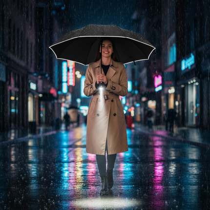 Automatic Open Close Umbrella, Wind Resistant Umbrella with Rechargeable Light – image 7