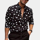 Polka Dot Mens Shirt, Black and White Polka Dot Shirt for Men, Trendy Mens Shirt for Casual and Formal Wear