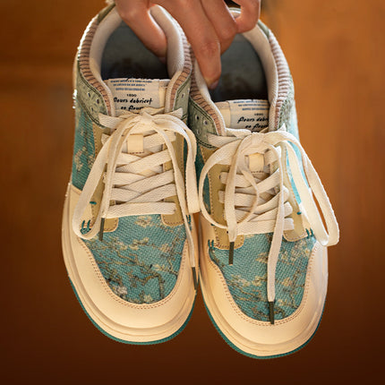 Mens Sneakers, Floral Sneakers for Women with Almond Blossom Print