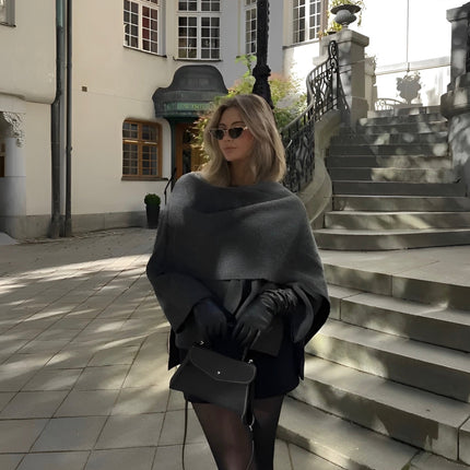 Winter Ponchos for Women, Asymmetrical Poncho Cape