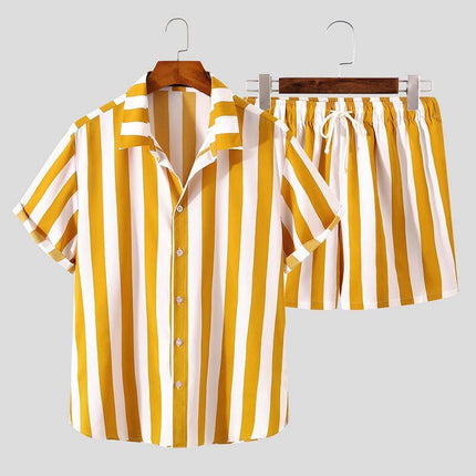 Mens Short Sets, Striped Shirt and Shorts Set