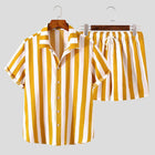 Mens Short Sets, Striped Shirt and Shorts Set