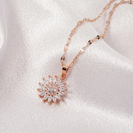 Sunflower Necklaces for Women, Sterling Silver Necklace with Flower Pendant, Adjustable Gold and Rose Gold Necklace