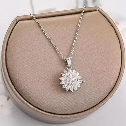 Sunflower Necklaces for Women, Sterling Silver Necklace with Flower Pendant