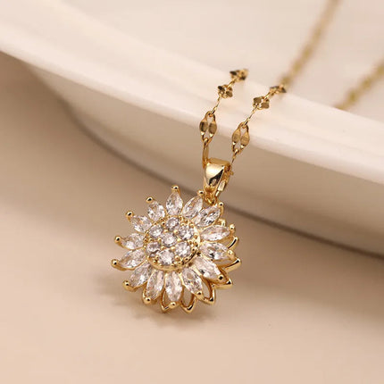 Sunflower Necklaces for Women, Adjustable Gold and Rose Gold Necklace
