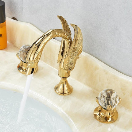 Bathroom Faucets, 3 Hole Bathroom Faucet with Crystal Handles