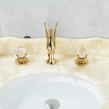 Bathroom Faucets, 3 Hole Bathroom Faucet with Crystal Handles – image 4