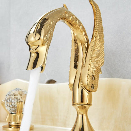 Bathroom Faucets, Widespread Brass Bathroom Sink Faucet with Swan Neck – image 5