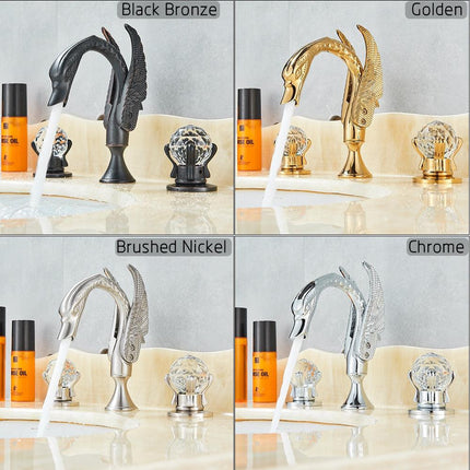 3 Hole Bathroom Faucet with Crystal Handles – image 6