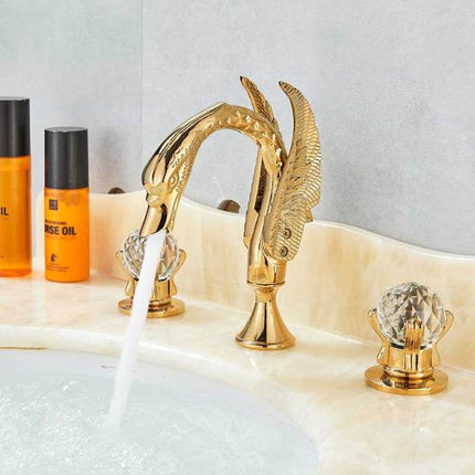 Bathroom Faucets, Widespread Brass Bathroom Sink Faucet with Swan Neck – image 10