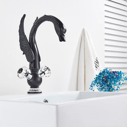 Bathroom Faucet, Swan Sink Faucet Bathroom Mixer Taps with Two Handles – image 12