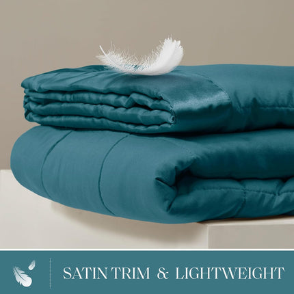 Windom Collection | Down Alternative Blanket with Moisture-Wicking Treatment | Lightweight & Soft Bed Cover for All Seasons, Satin Trim