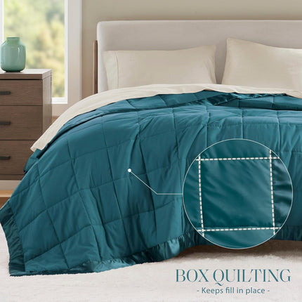Windom Collection | Down Alternative Blanket with Moisture-Wicking Treatment | Lightweight & Soft Bed Cover for All Seasons, Satin Trim