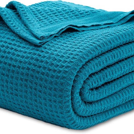 Cozy Haven | 100% Cotton Queen Blanket with Cooling Waffle Weave | Soft & Breathable for Summer Comfort