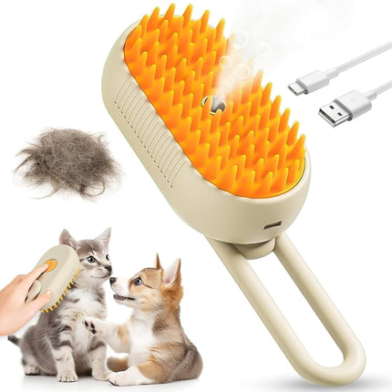 3-in-1 Pet Grooming Brush with Steam & Massage Function | Effortless De-Shedding for Healthier, Shinier Coats