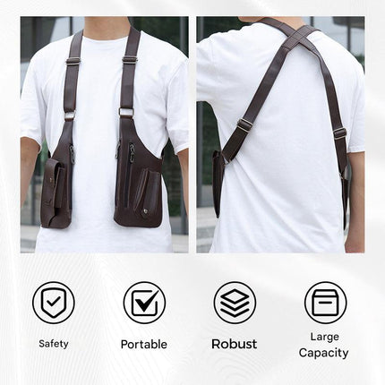 Mens Shoulder Bag, PU Leather Phone Bag with Hidden Zippers and Magnetic Closure – image 8