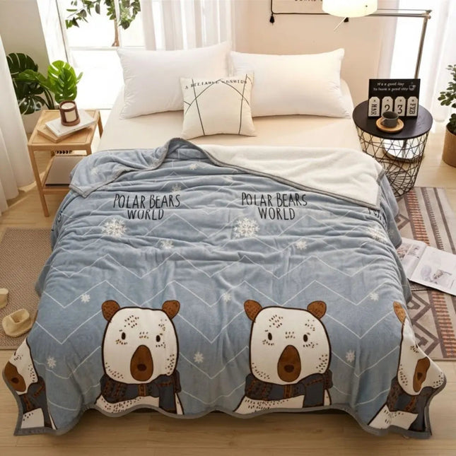 Flannel Throw Blanket, Children's Blanket with Animal Print