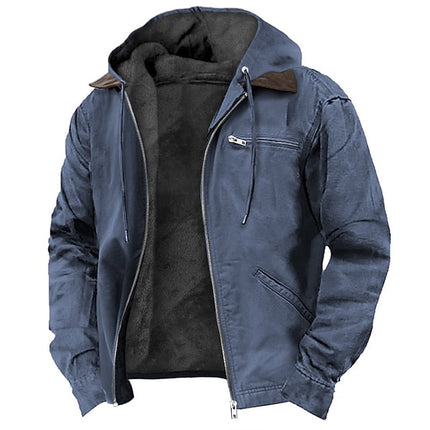 Mens Coat with Hood, Zip Up Hooded Jacket for Cold and Wet Weather – image 4