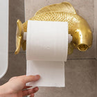 Toilet Paper Holder No Drill, Gold Toilet Paper Holder in Carp Fish Design, Funny Toilet Roll Holder for Bathroom Decor