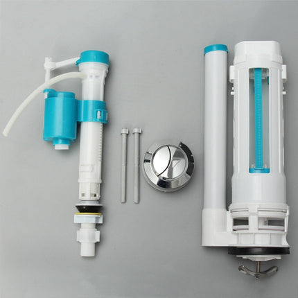 Toilet Flush Valve, Dual Flush Valve with Push Button, Toilet Repair Kit with 6 Valve Heights, Water Saving Toilet Parts