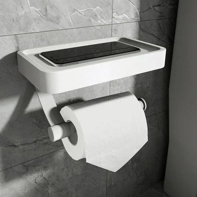 Toilet Paper Holder with Shelf, Wall Mounted Toilet Paper Holder in Stainless Steel