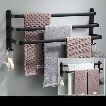 Wall Mounted Towel Rack for Bathroom, Black Towel Bar in 12 16 or 20 Inch, Single Double or Three Rod Bath Towel Rack
