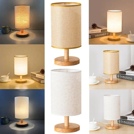 Dimmable Organic Glow Lamp with Remote Control | Natural Wood and Cloth Design for Adjustable Lighting