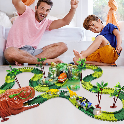 Dino Race Track with Train Tracks, Dinosaur Toys for Kids 3 Years and Up – image 10