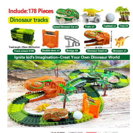 Dinosaur Train Set, Dino Race Track with Train Tracks – image 4