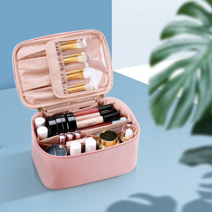 Makeup Bag with Adjustable Dividers, Travel Makeup Organizer with Handle – image 10