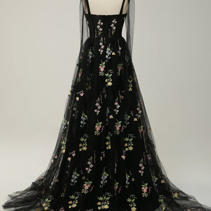 Prom Dress, Tulle A Line Evening Gown with Embroidery – image 6