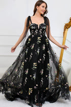 Prom Dress, Formal Dress with Corset, Wedding Guest Dress, Tulle A Line Evening Gown with Embroidery