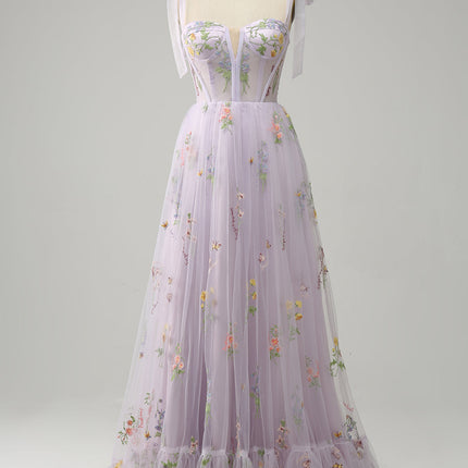 Prom Dress, Tulle A Line Evening Gown with Embroidery – image 13