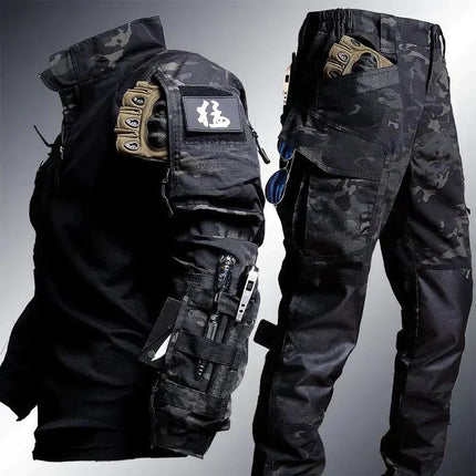 Mens Two Piece Set, Tactical Outfit with Water Repellent Zip Up Top and Pants – image 4