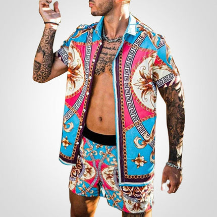 Mens Two Piece Set, Mens Short Set with Printed Shirt and Shorts, Matching Set Men for Summer and Vacation – image 4