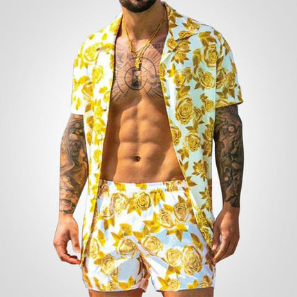 Mens Two Piece Set, Mens Short Set with Printed Shirt and Shorts – image 6