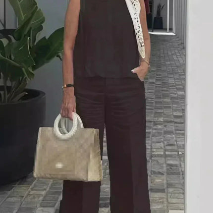 Matching Sets for Women, Womens Two Piece Set with Sleeveless Blouse