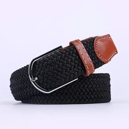Stretch Belt, Elastic Fabric Belt with Metal Buckle, One Size Casual Stretchy Belt for Everyday Outfits
