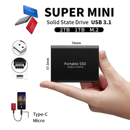 Portable SSD 128GB, External Solid State Drive USB 3.1 Type C