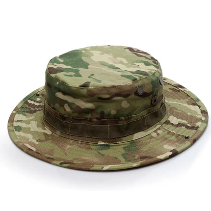 Sun Hats for Men and Women, Tactical Boonie Hat with Vents and Chin Strap, Camo Hat for Fishing and Hiking