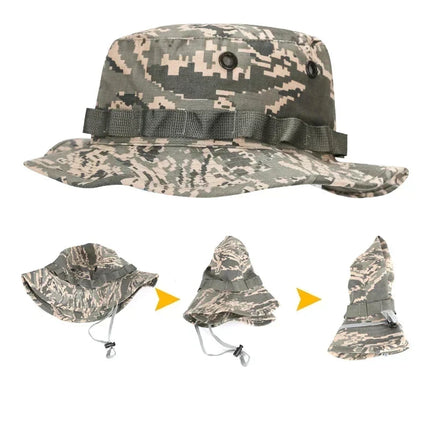 Sun Hats for Men and Women, Tactical Boonie Hat with Vents and Chin Strap