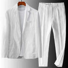 Mens Linen Suit, Mens 2 Piece Set with Casual Blazer and Trousers, Linen Set for Men