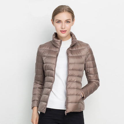 Womens Puffer Jacket, Packable Down Coat with Stand Up Collar